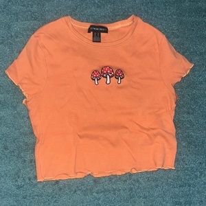Orange Mushroom Print Crop Top